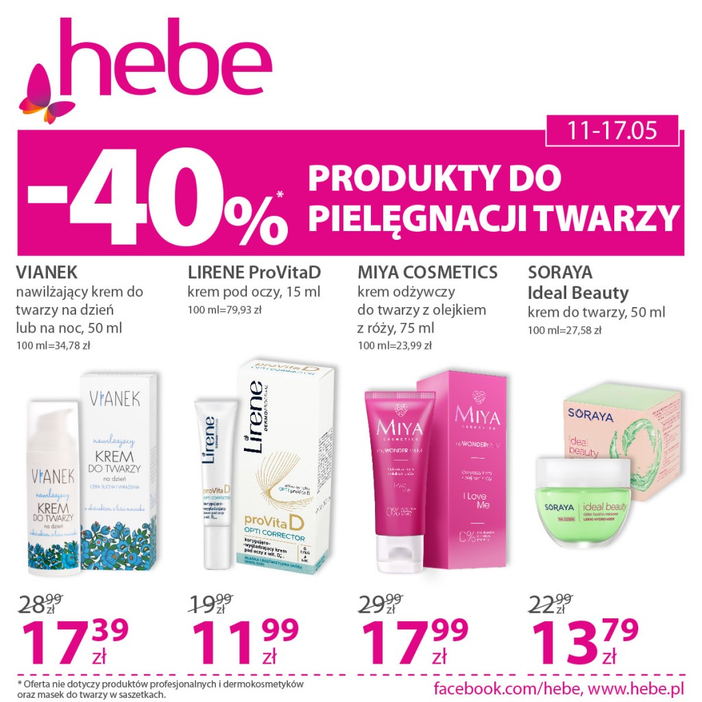 Produkty do pielęgnacji twarzy -40% – HEBE