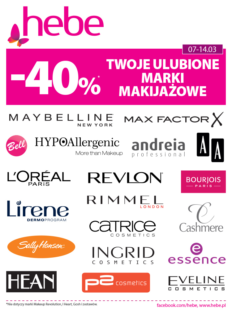 HEBE Ulubione marki makijażowe -40%.*